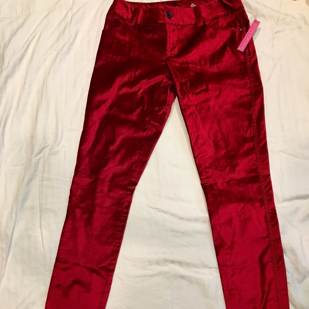 Red velvet pants